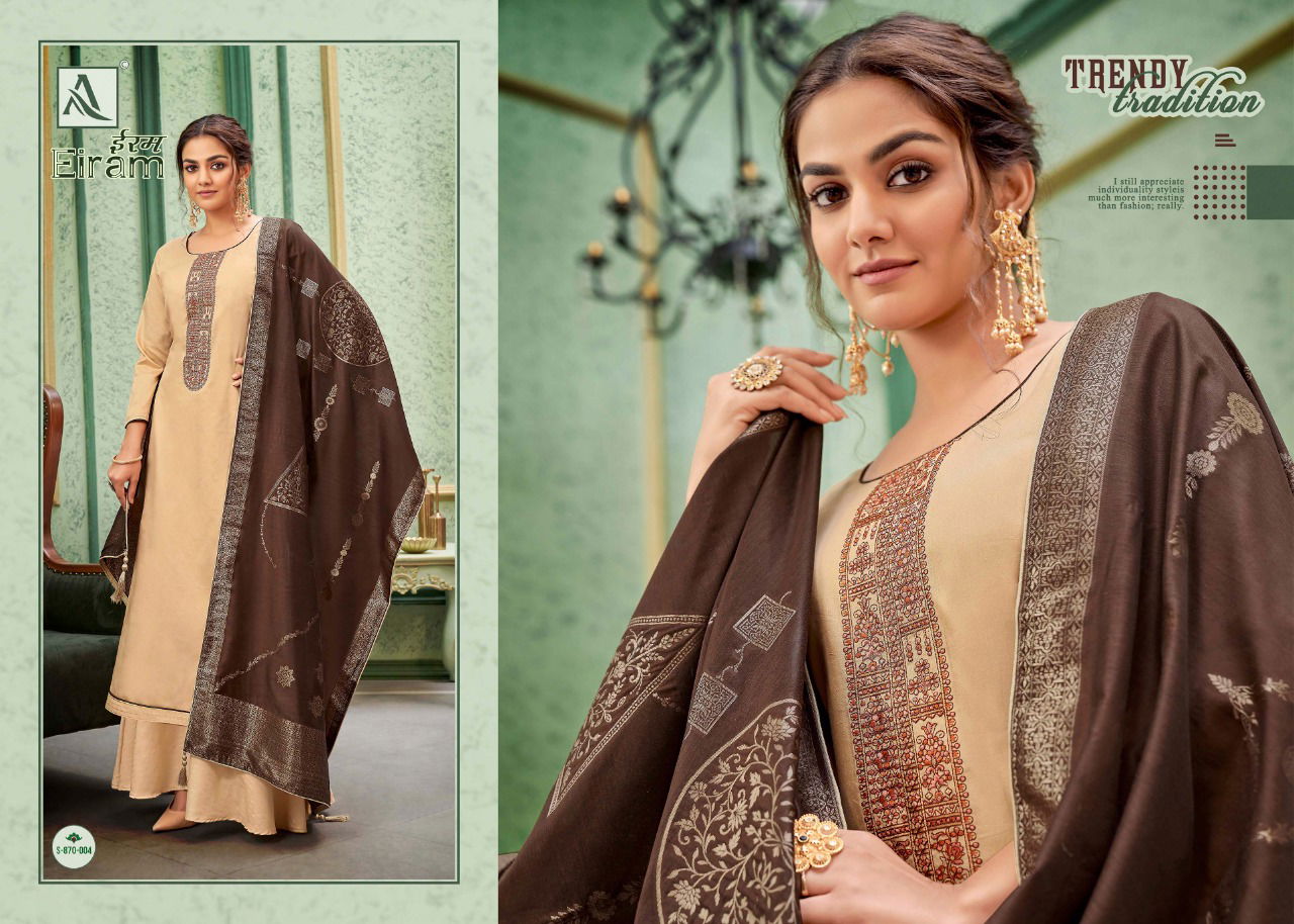 Alok Eiram Jam Cotton Fancy Festive Wear Fancy Embroidery Designer Dress Material